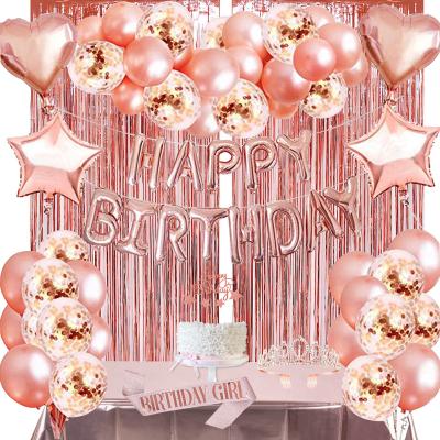 China Hot Sale Party Decoration S0396 Wedding Decoration Birthday Balloon Garland Kit Latex Rose Gold Confetti Latex Balloons Sets for sale