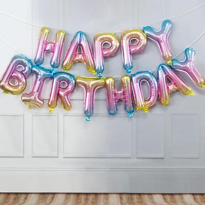 China Wholesale Single Foil Balloons Hot Sale 16inch Happy Birthday Party Decoration S395 Mylar Foil Letter Balloons For Birthday Room for sale