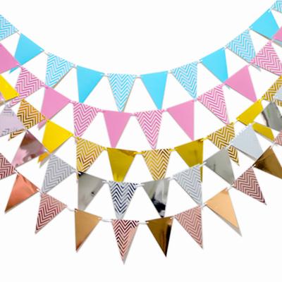 China Marriage favors & Party Gifts S0383 12Pcs Wedding Birthday Baby Shower Party Triangle Bridal Flags Bunting Pennant Paper Banner for sale