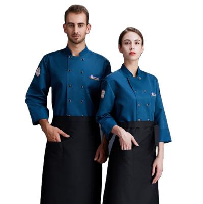 China restaurant & Bar OEM Customize Logo Professional Restaurant Uniform Designs Long Sleeve Chef Uniform for sale