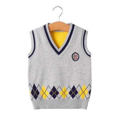 China Wholesale Customized Student Uniform OEM V-Neck Sweater Fashion School Uniform Sleeveless Sweater for sale