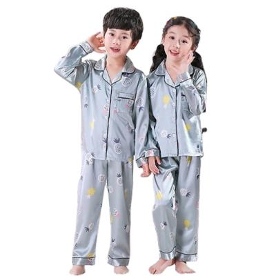 China 2021 QUICK DRY kids pajamas set simple organic soft silk boys children pajamas satin Pijamas kids pajamas for sale