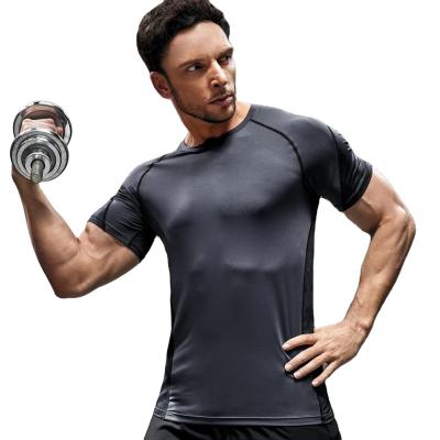 China Anti-Wrinkle Gym Exercise Wear For Men Slim Fit T-shirt Workout Tee Sports Shirt Short Gym T-Shirt For Men for sale