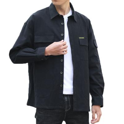 China Casual Shirt Solid Color Mens 100% Cotton Shirt Sleeves Plus Size Long Plus Loose Shirt for sale