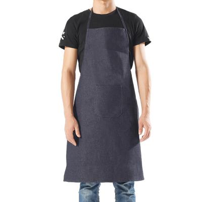 China Cheap Custom Print Customized Adjustable Black Kitchen Cooking Black Apron Bib Apron Set for sale