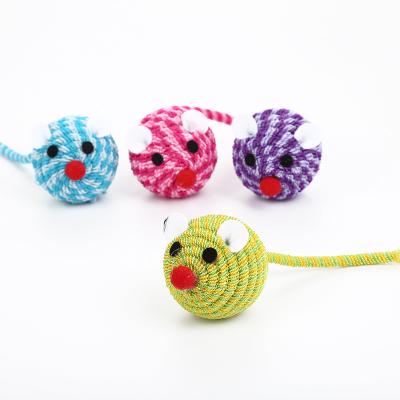 China Viable Interactive Pet Products Plastic Head Toy Elastic Line Color Mouse Pet Toys for sale