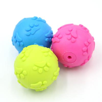 China Sustainable Pet Chew Toy Sound TPR Footprint Dog Chewing Ball Toy for sale