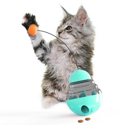 China Viable Hot Tumbler Cat Toy Leakage Ball To Amuse Style Cat Stick Toy Ball Pet Cat Teaser Pet Feeding Toy for sale