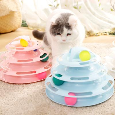 China New Funny Cat Toys Four-Layer Cat Turntable Pet Puzzle Game Lane Viable Turntable Funny Cat Toy Disc for sale