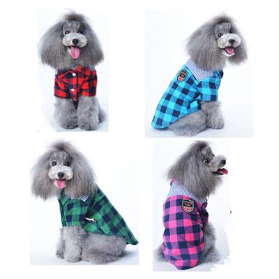 China New Autumn Viable Wholesale Winter Pet Clothes Dog Factory Fleece Plaid Shirt Pet Clothes for sale