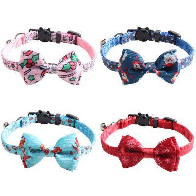 China Wholesale Personalized Christmas Series Cat Collars Ribbon Bow Cat Collars With Bells Pet Collars for sale