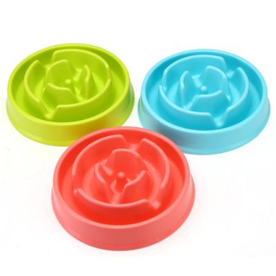 China Sustainable Wholesale Plastic Pet Food Bowl Slow Food Eat Pet Feeder Dog Bowl for sale