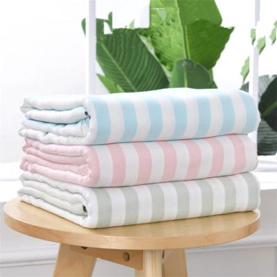 China Cool Summer Anti-pilling Stripe 100% Pure Bamboo Blankets for sale