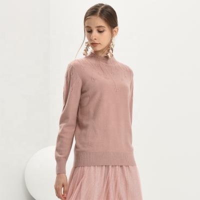 China Low MOQ factory supply anti-pilling cashmere 100 mongolian sweater stand collar long sleeves women for sale