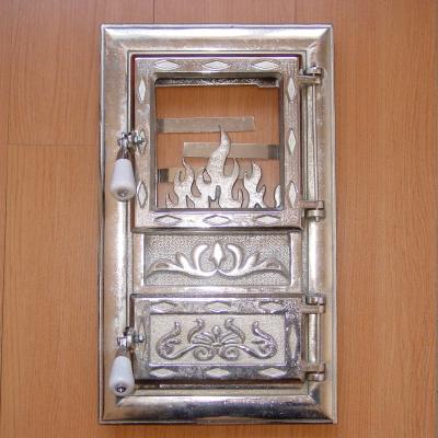 China Wood Cast Iron Cast Iron Stove Door Chimney Parts Nickel Plated Excluding Glass for sale