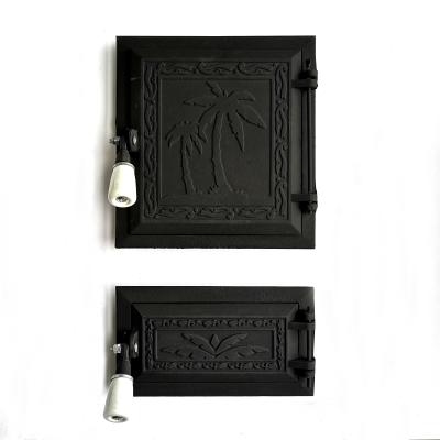 China Wood Burning Cast Iron Stove Chimney Double Doors For Home Heating Cast Iron Stove Door for sale