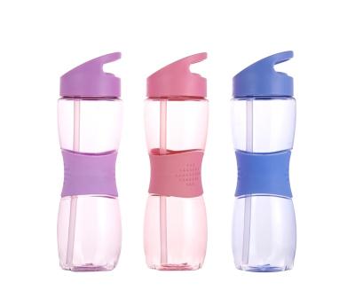 China Factory Supply Good Price Silicone Water Sports Stocked Plastic Bottles With Straw for sale