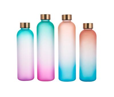 China BPA Free Eco Friendly Sustainable Sport 1L Clear Portable Frosted Plastic Water Bottle With Lid for sale