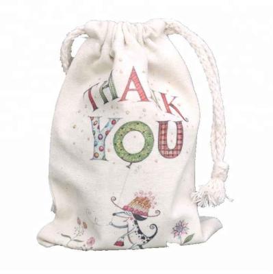 China Eco-friendly high quality custom fabric recycled rpet cotton small drawstring bags with logo for sale