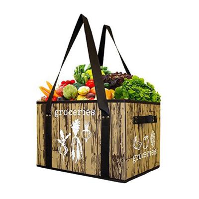 China OEM Eco-friendly Reusable Luxury Collapsible Non Woven Grocery Bag Collapsible Shopping Box With Reinforced Bottom for sale