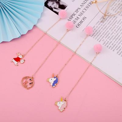 China Exquisite Handbook Metal Bookmark Gift Girl Heart Animal Hair Ball Cue Creative Lovely Cue Chain Decorative Cartoon for sale