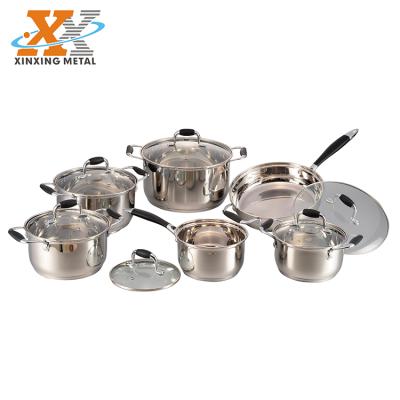 China Sustainable Factory Price Kitchen Wares Set Non Stick Cookware 12PCS Stainless Steel Cookware Set for sale