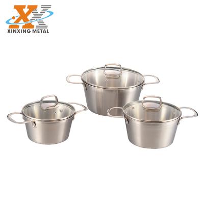 China Sustainable Cookware Maker 6PCS Fold Cookware Tri Set Italian Stainless Steel Cookware for sale