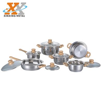 China Sustainable High Quality Cookware Set Germany Frying Pan Stainless Steel Cookware Sets Cooking Pot for sale