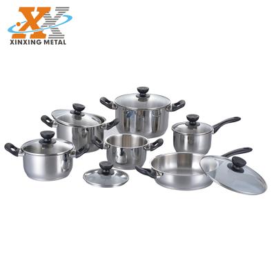 China Sustainable New Design 12 Pcs Stainless Steel Kitchen Dinnerware Set Bakelite Handle Cookware Set for sale