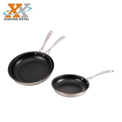 China Sustainable Hot Sale Kitchenware Stainless Steel Stick Frying Pan Non Cooking Food Pan for sale