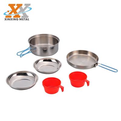 China Durable Hot Selling Camping Cookware Set Mess Kit Pots Pan Camping Cooking Set Pots for sale