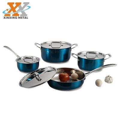 China Sustainable New Design Coloring Stainless Steel Cookware Set Kitchenware Kitchen Cookware for sale