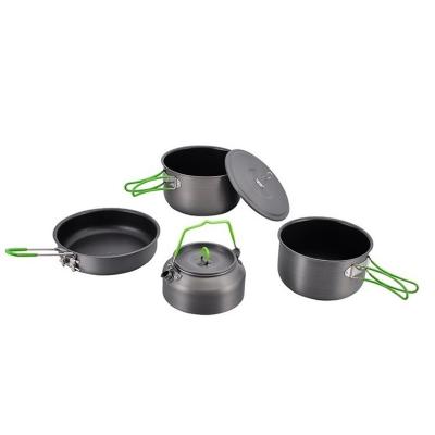 China Viable Wholesale Price Nonstick Cookware Sets Aluminum Mess Cookware Pot Camping Cookware Kit for sale