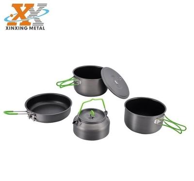 China Sustainable OEM Product Anodized Cookware Picnic Aluminum Nonstick Camping Pot Pan Cookware for sale