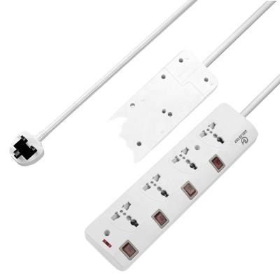 China New Universal 4 Applicance 2023 Home Appliance White Power Strip Cable Outlet 3m Individual Switch Extension Board Socket Child Proof for sale