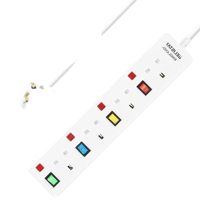 China Home Applicance Colored UK Power Strip 4-PORT Group Extension Power Socket Suitable For UK Type Sockets for sale