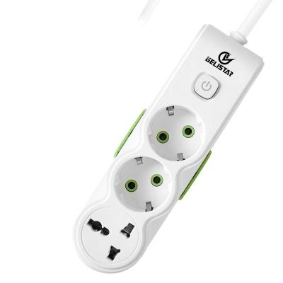 China EU Power Band 2 AC Commercial Outlets 1 Universal Electric Switch Extension Power Socket Model for sale