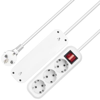 China Home Applicance EU Plug 3 Outlets 3m 250V 16A White Extension Cable Wall Socket Table Mains Leads Hot Sale Power Strip for sale