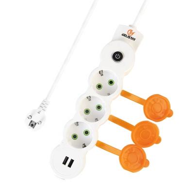 China EU Plug Power Strip 3 Outlets 1 Universal Electric Plug Surge Protector Power Plug Model for sale