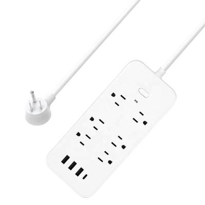 China Electrical Outlet Plug Newly Design US Universal 6 Outlet USB-C Surge Protector Power Strip 1.2m With 4 Usb Ports Plug for sale