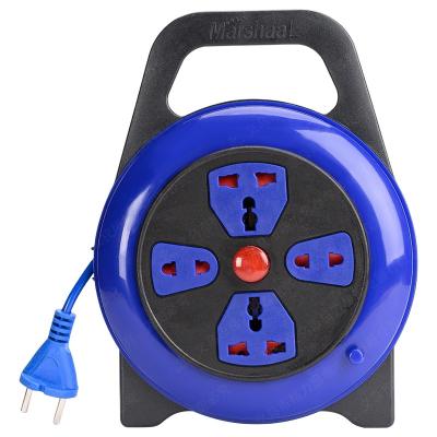 China Blue 5M Universal Convenient Universal Way Safety Cable Reel Retractable Electric Power Plug Retractable Extension Power Cord 4 Strip for sale