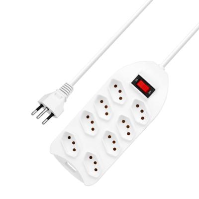 China Residential / Multi-Purpose Type Extension 8 Outlets Plug Extension Cable Power Strip Socket Electrical Power Brazil Plug for sale