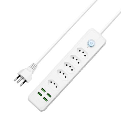 China Commercial New Style Brazil Standard White Power Strip Factory Cheap Extension Socket Switch Control 4 USB for sale