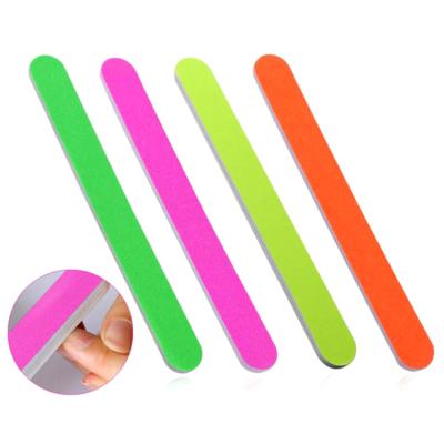 China Professional Nail Care Fluorescence Nail File 100 180 Colorful Straight Disposable Grit Nail File for sale