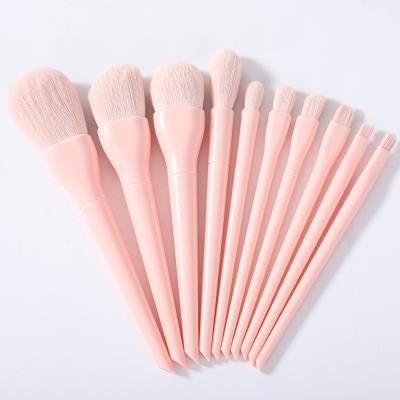 China Wholesale Custom Candy Color 10 Pcs Eco-Friendly Set Suitable For Beginners Face And Eye Makeup Brushes With PU Bag for sale