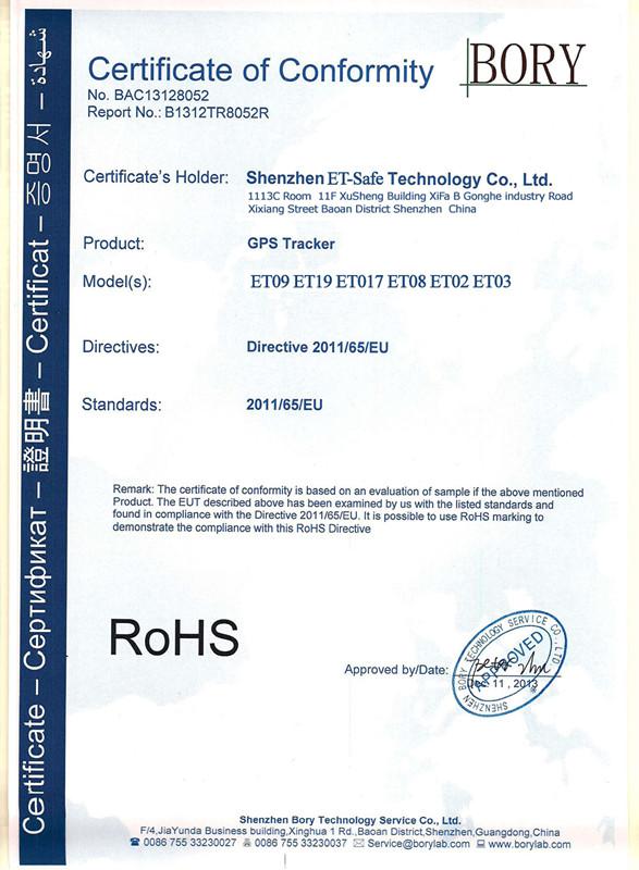 RoHS - Shenzhen ETSafe Technology Co., Limited