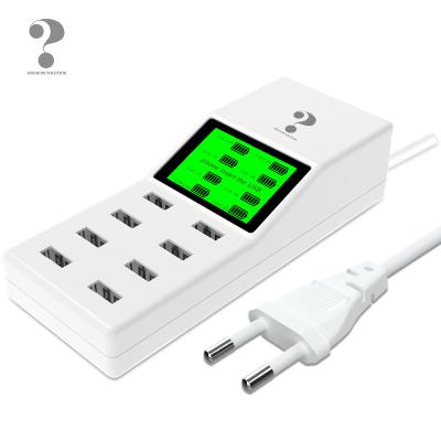 China Mobile Phone Desktop 8 USB Ports Mobile Phone Chargers With LCD Display Universal USB Charger Poer Strip Wall Charger EU USA UK Plug for sale