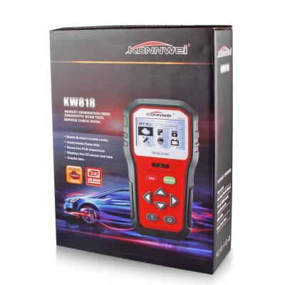 China Diagnostic Auto Fault Code OBDII KONNWEI KW818 Code Reader Scanner With Battery Monitoring One-Click I/M Readiness Key for sale