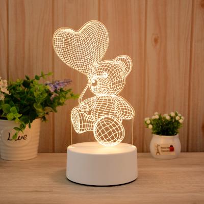 China New Style Modern Children Bedroom 3d Illusion Led Night Light ABS Base Light Warm Christmas Gift for sale