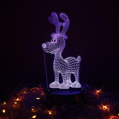 China New Cute Shape Design Christmas Halloween Decoration Deer 3d Illusion Color Change Led Light Gifts for sale